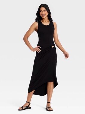 a new day Black Sleeveless Maxi Dress with Gold Ring Detail